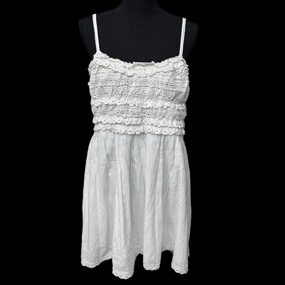 American Eagle Outfitters Dresses & Skirts - American Eagle Smocked Crochet Top Mini Dress Womens XL Back Cutout Sun Dress
